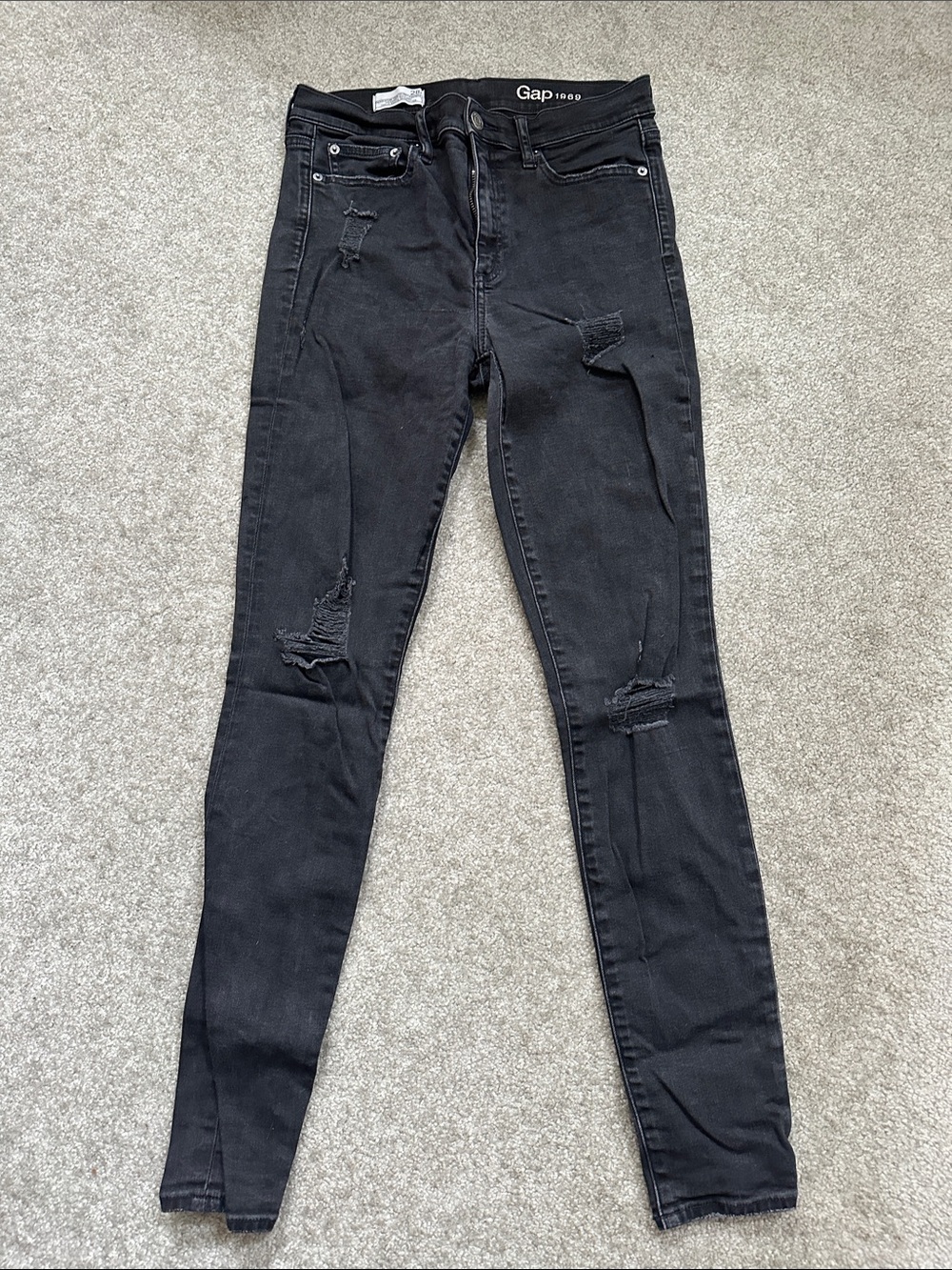 GAP Black Ripped High-Rise Skinny Jeans for Women